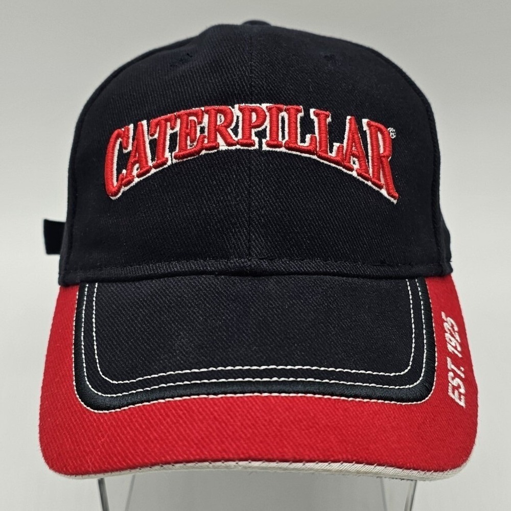 Caterpillar CAT 3D Spell Out Logo Strapback Hat Black/Red  New